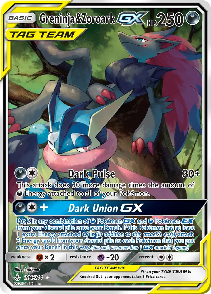 Greninja & Zoroark-GX Pokemon card