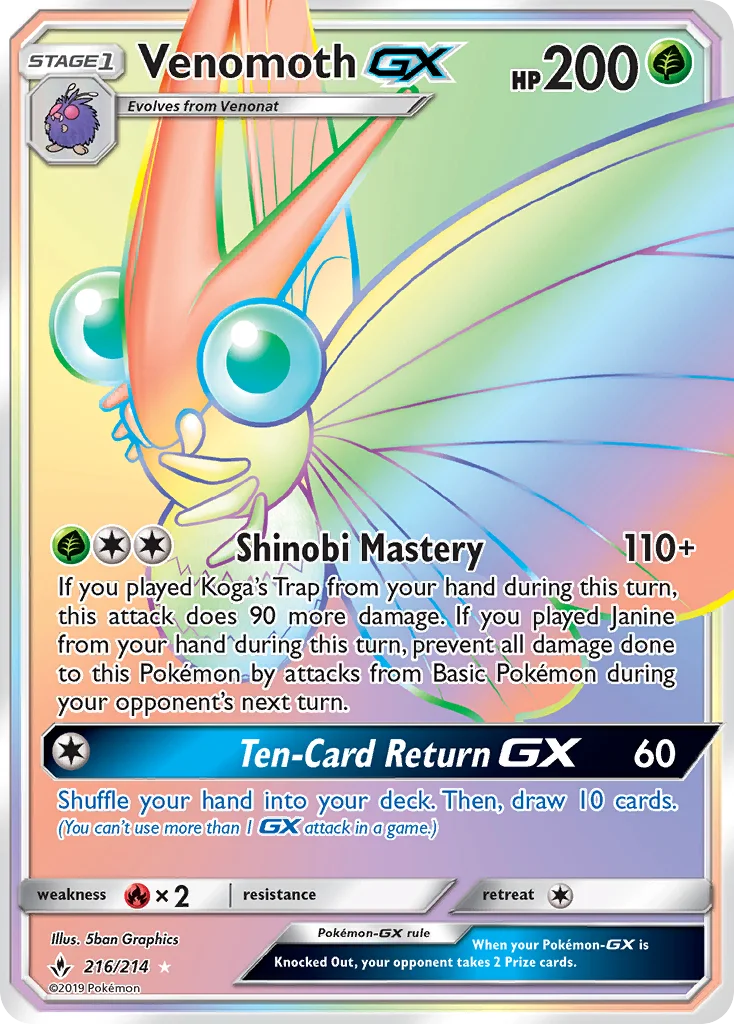 Venomoth-GX Pokemon card