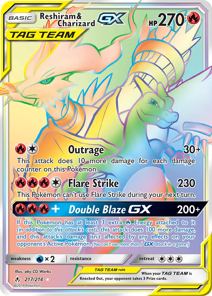 Reshiram & Charizard-GX Pokemon card