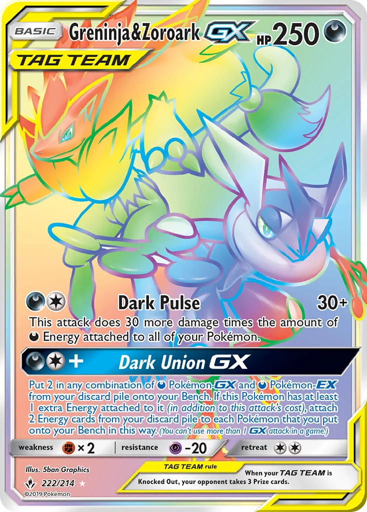 Greninja & Zoroark-GX Pokemon card