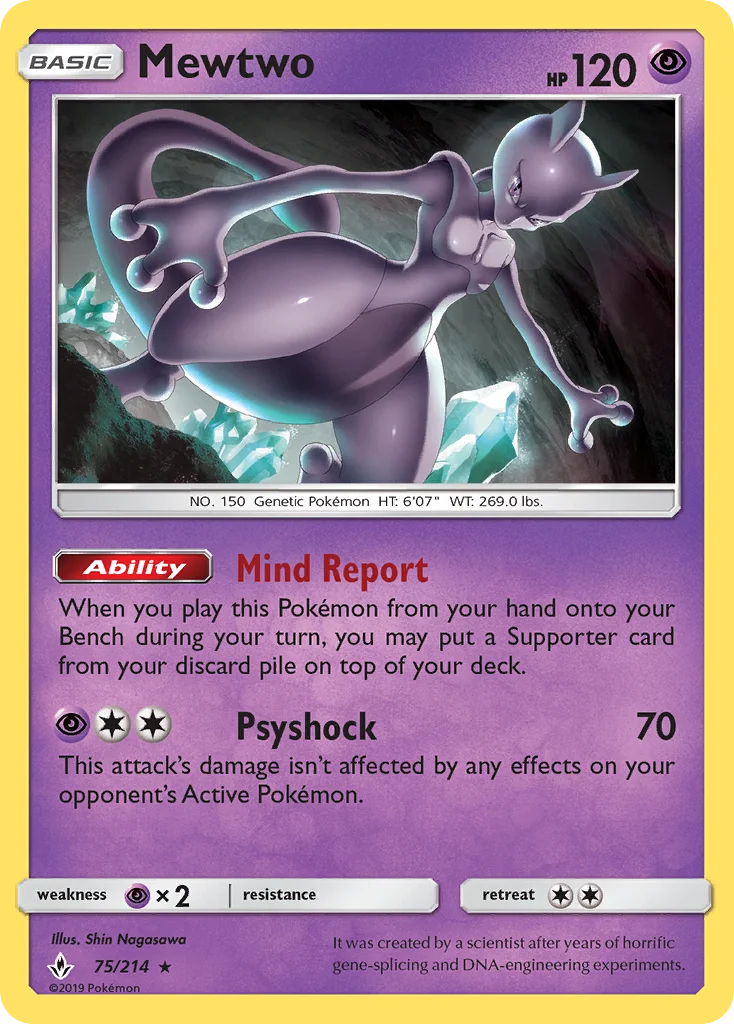 Mewtwo Pokemon card