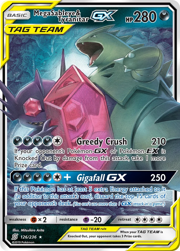 Mega Sableye & Tyranitar-GX Pokemon card