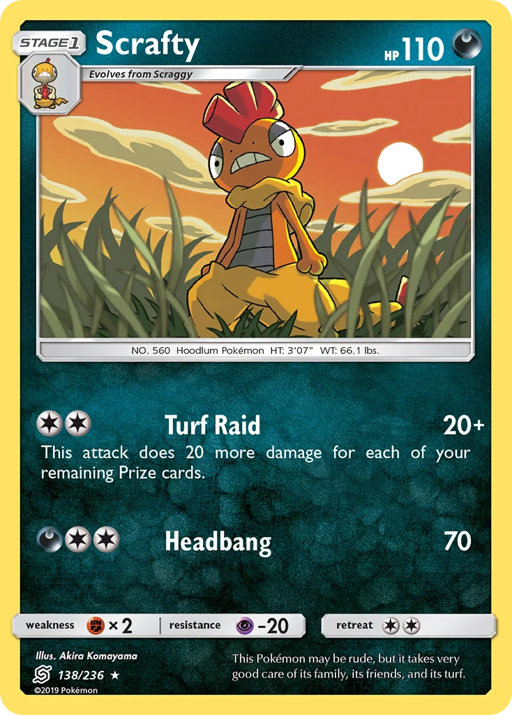 Scrafty Pokemon card