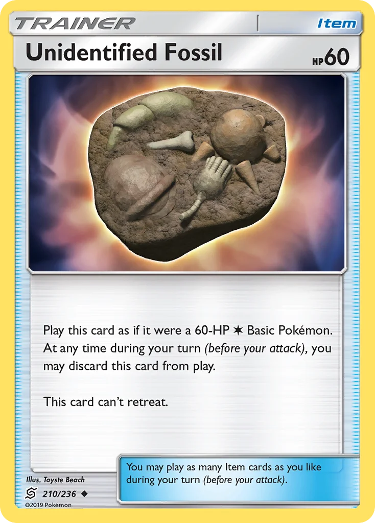 Unidentified Fossil Pokemon card