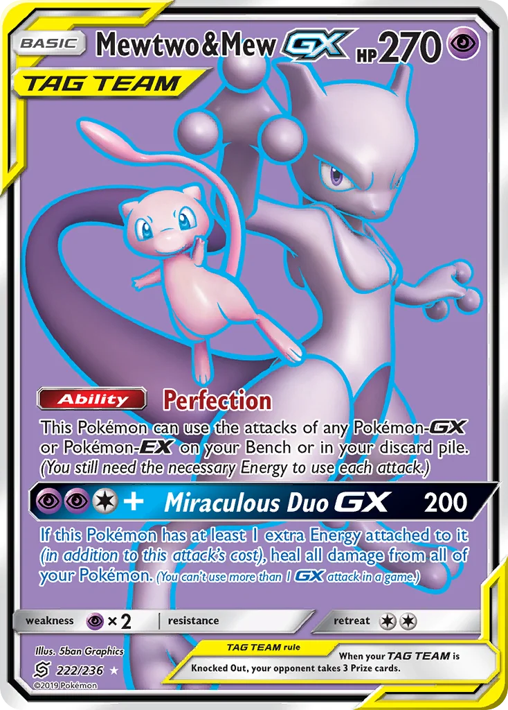 Mewtwo & Mew-GX Pokemon card