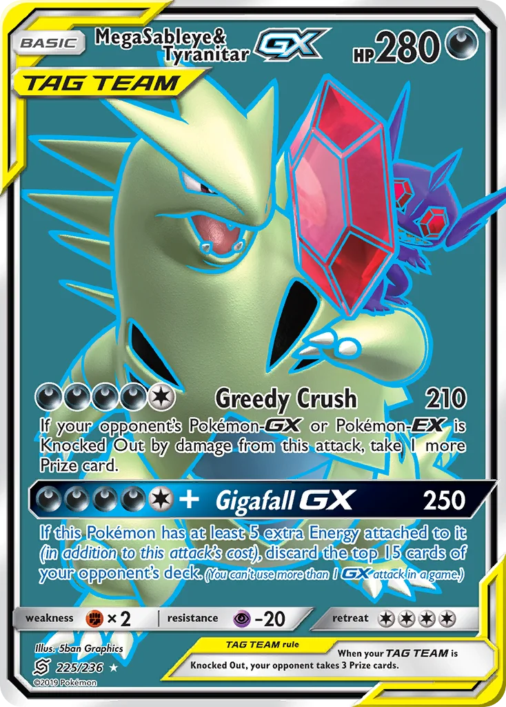 Mega Sableye & Tyranitar-GX Pokemon card