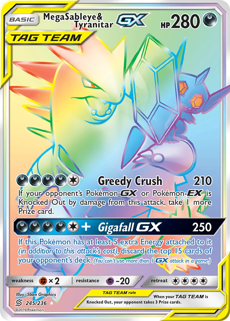 Mega Sableye & Tyranitar-GX Pokemon card
