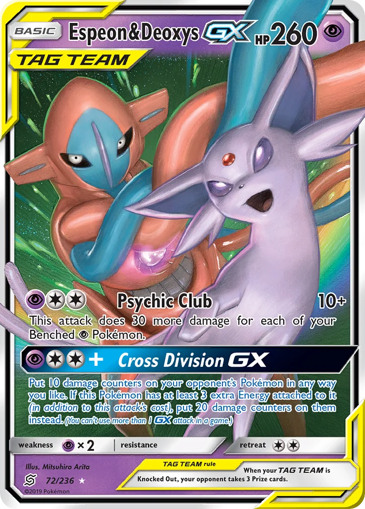 Espeon & Deoxys-GX Pokemon card