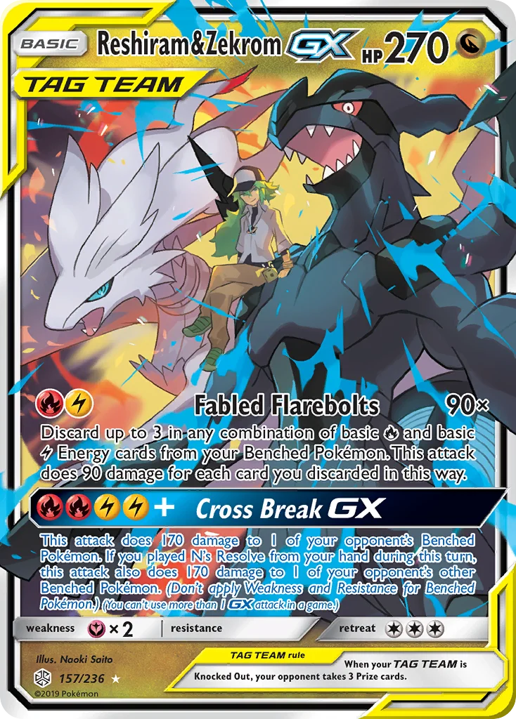 Reshiram & Zekrom-GX Pokemon card