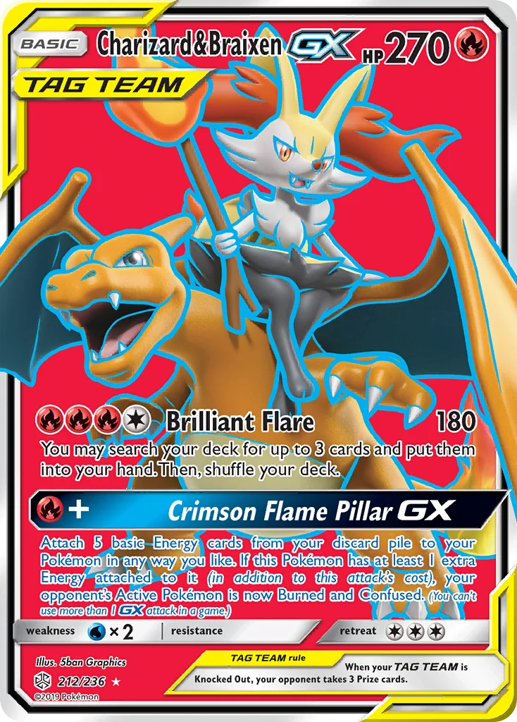 Charizard & Braixen-GX Pokemon card