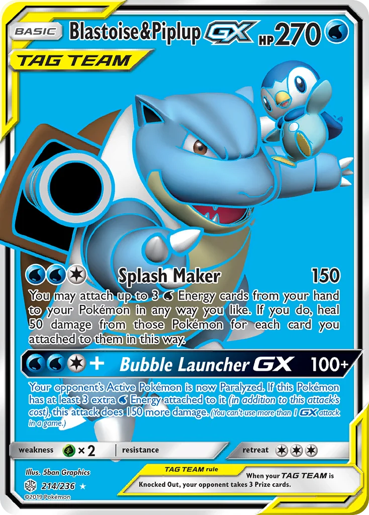 Blastoise & Piplup-GX Pokemon card