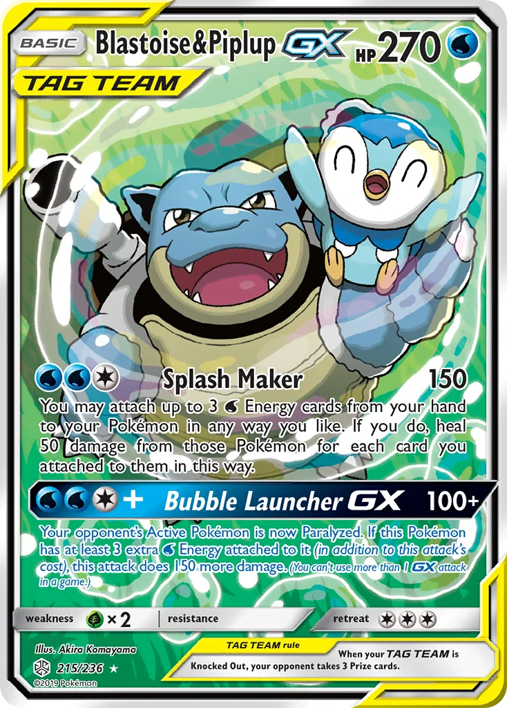 Blastoise & Piplup-GX Pokemon card