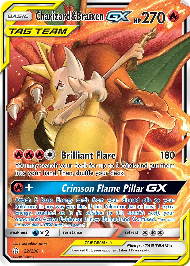 Charizard & Braixen-GX Pokemon card