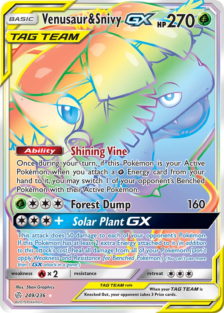 Venusaur & Snivy-GX Pokemon card