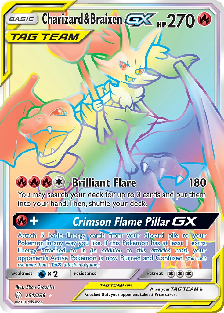 Charizard & Braixen-GX Pokemon card