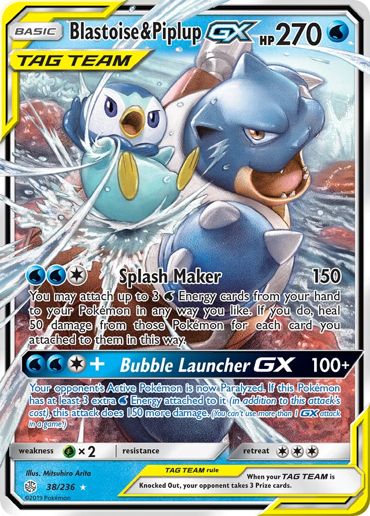 Blastoise & Piplup-GX Pokemon card