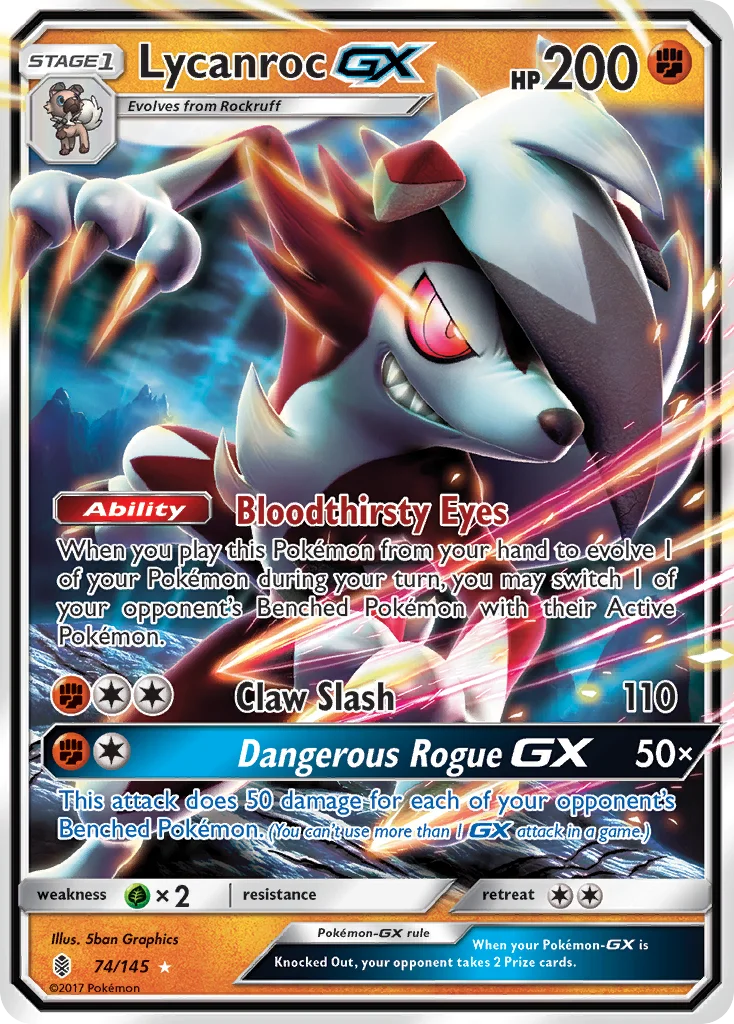 Lycanroc-GX Pokemon card
