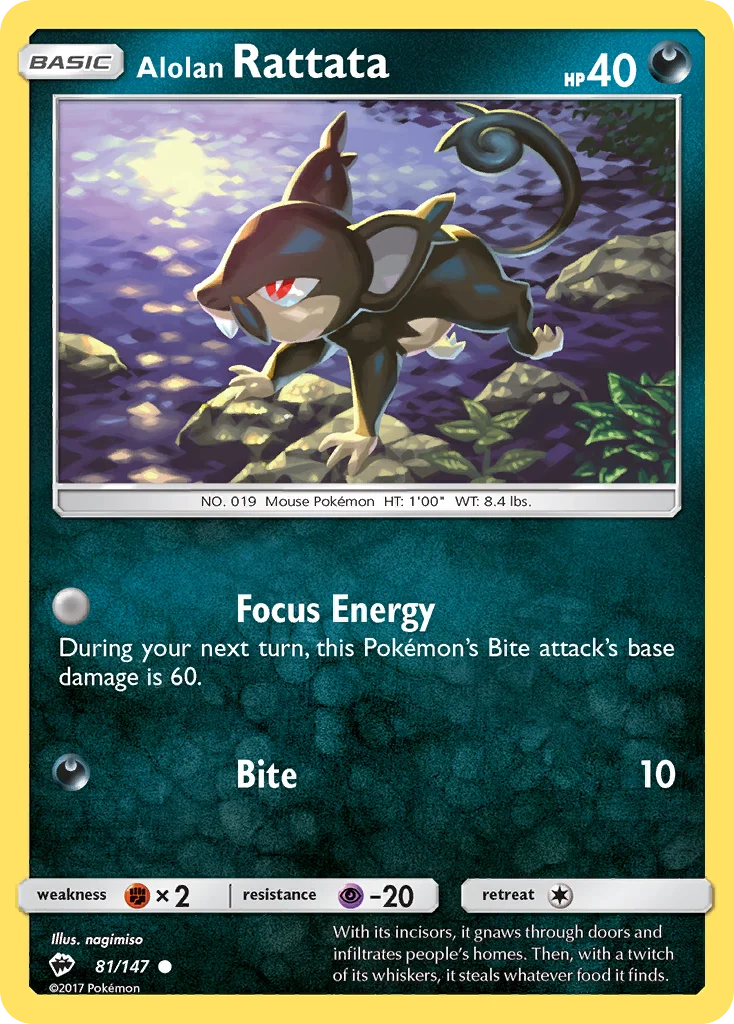 Alolan Rattata Pokemon card