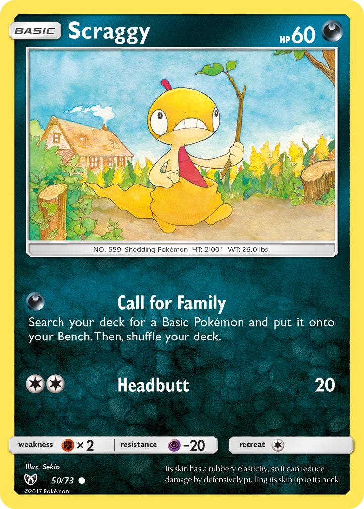 Scraggy #50 — Shining Legends Common Pokemon card