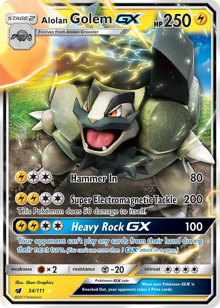 Alolan Golem-GX Pokemon card
