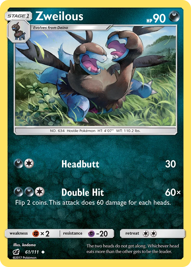 Zweilous Pokemon card