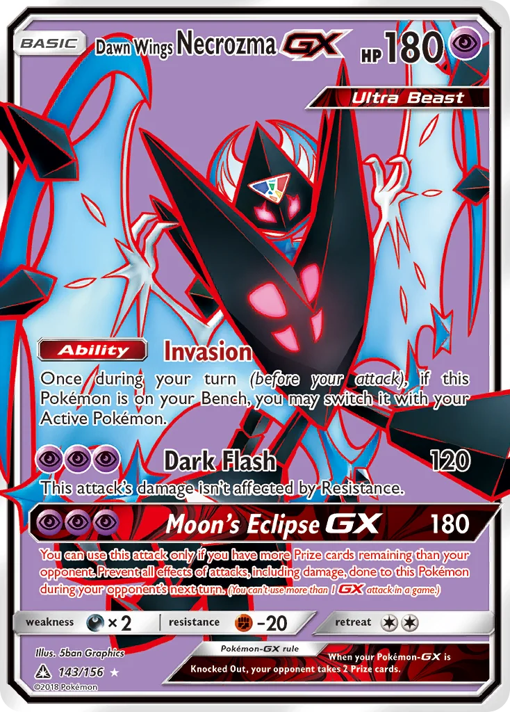 Dawn Wings Necrozma-GX Pokemon card