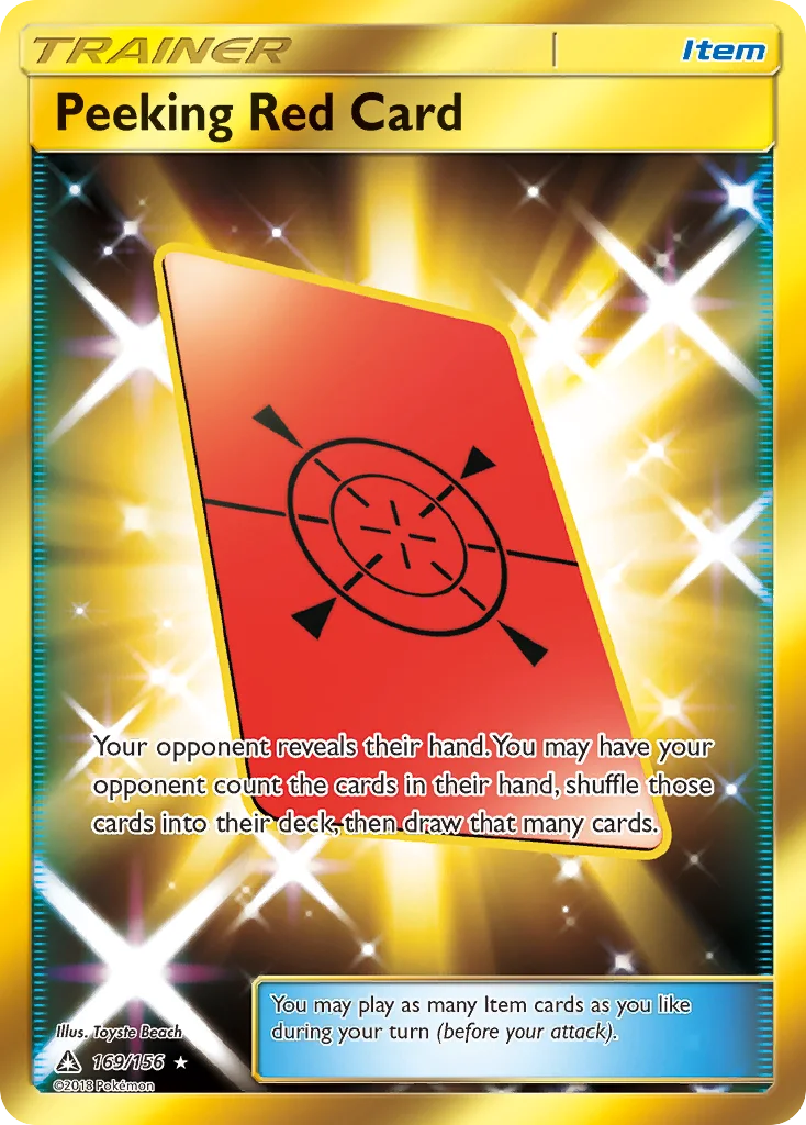 Peeking Red Card Pokemon card