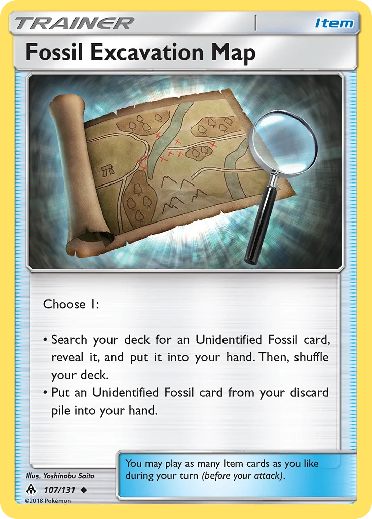 Fossil Excavation Map Pokemon card