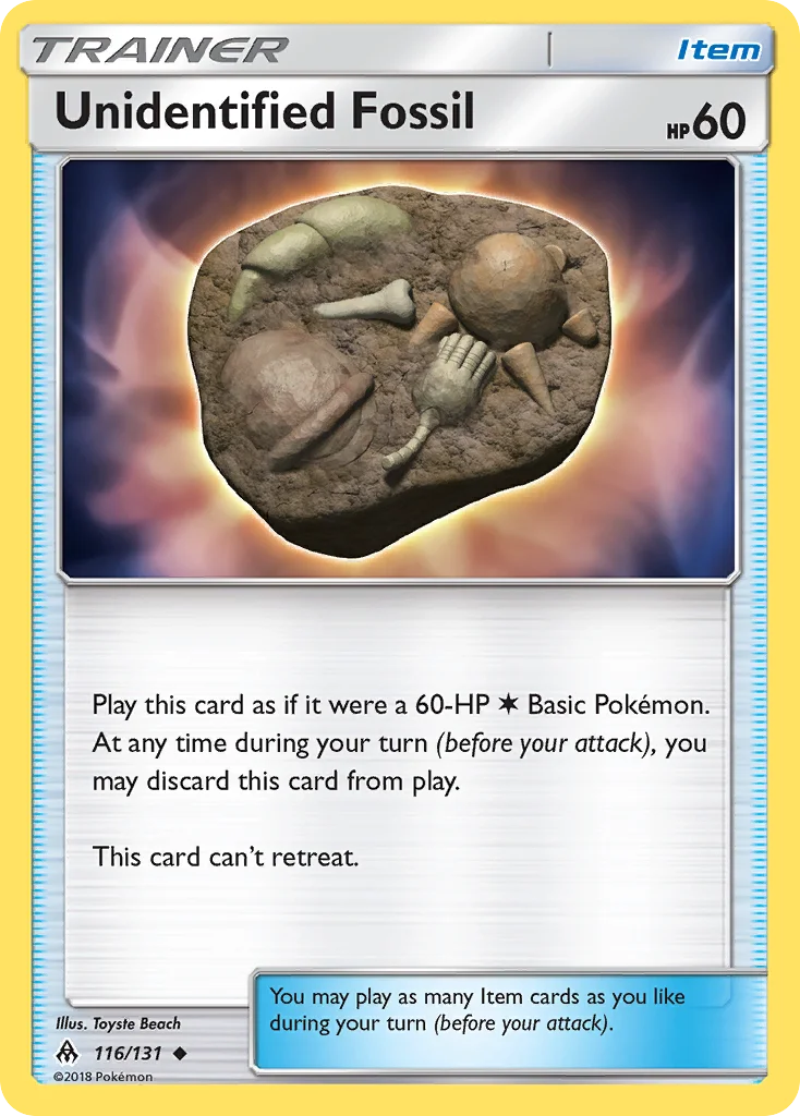 Unidentified Fossil Pokemon card
