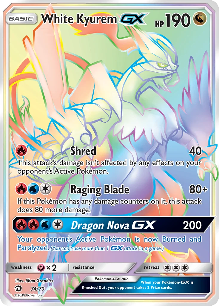 White Kyurem-GX Pokemon card