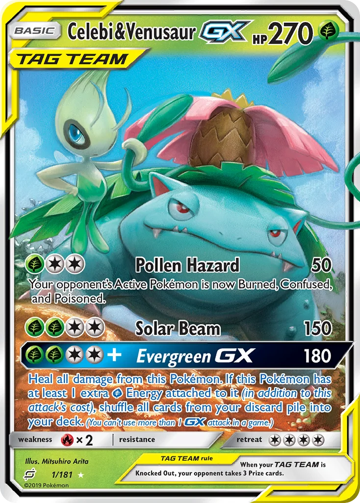 Celebi & Venusaur-GX Pokemon card