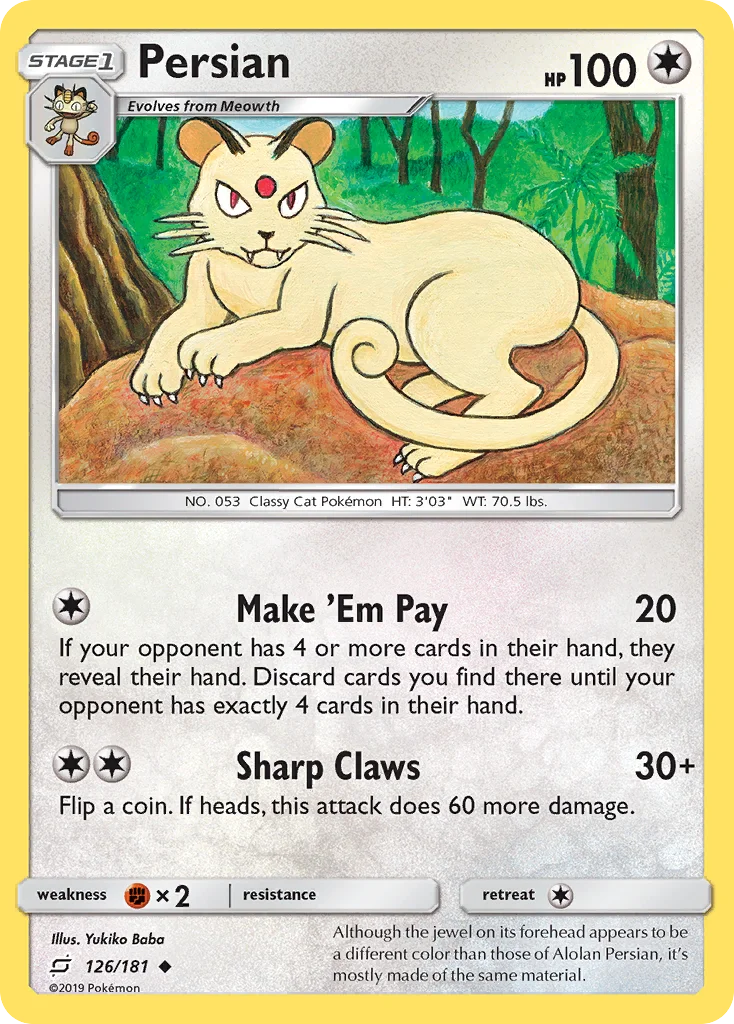 Persian Pokemon card