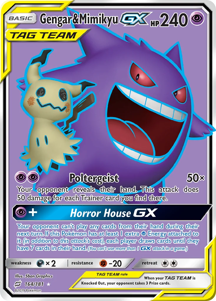Gengar & Mimikyu-GX Pokemon card
