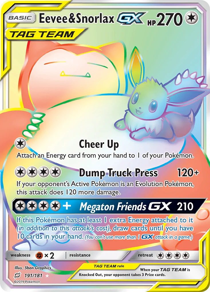 Eevee & Snorlax-GX Pokemon card