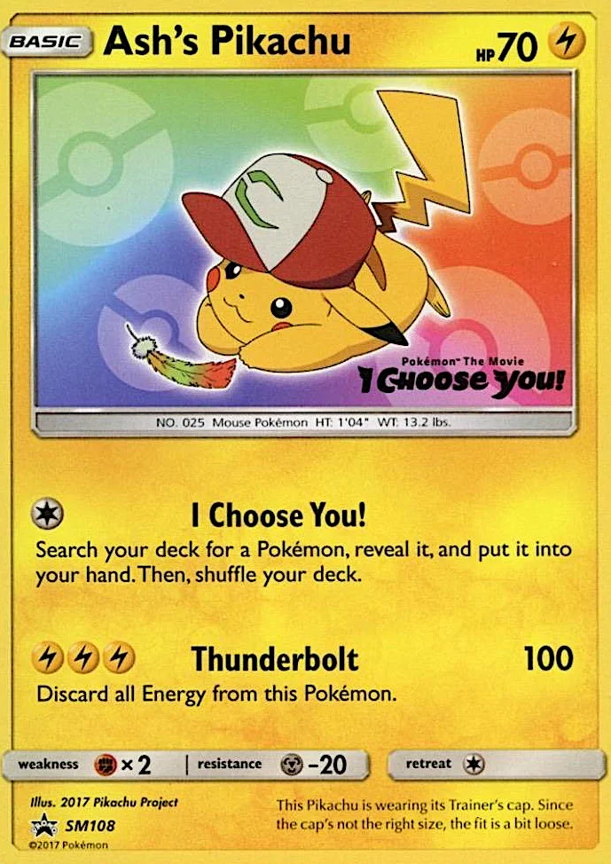 Ash's Pikachu Pokemon card
