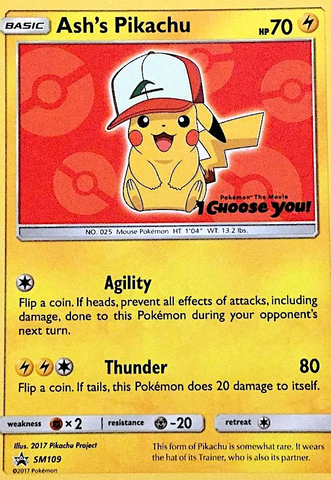 Ash's Pikachu Pokemon card