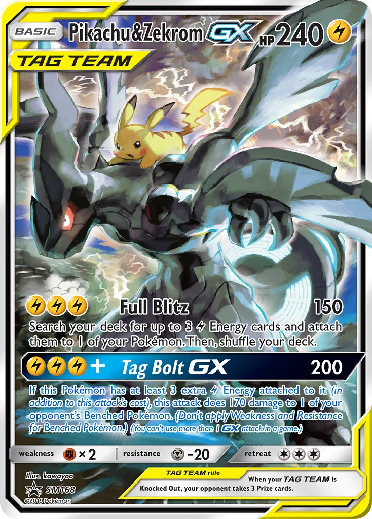 Pikachu & Zekrom-GX Pokemon card