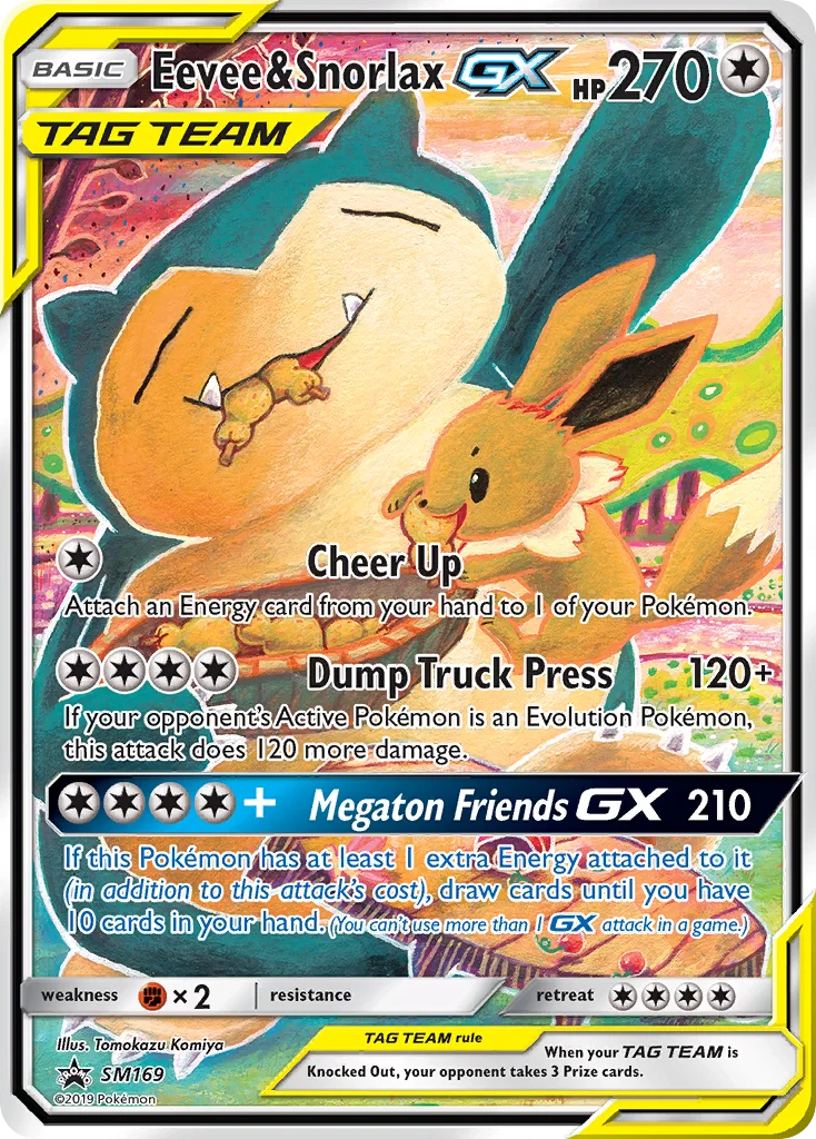 Eevee & Snorlax-GX Pokemon card