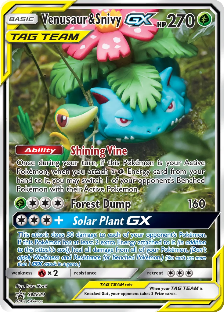 Venusaur & Snivy-GX Pokemon card