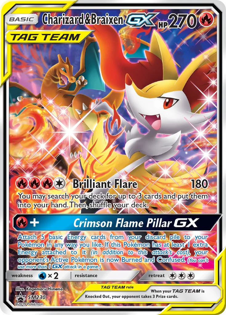Charizard & Braixen-GX Pokemon card