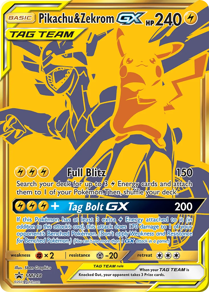 Pikachu & Zekrom-GX Pokemon card