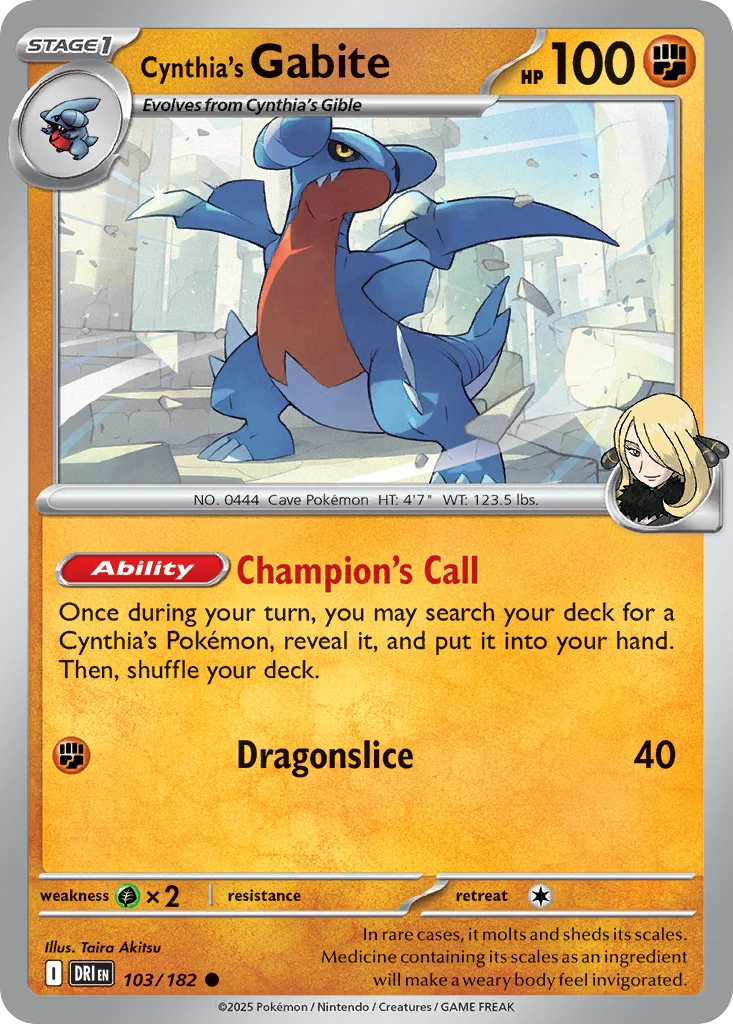 Cynthia's Gabite Pokemon card