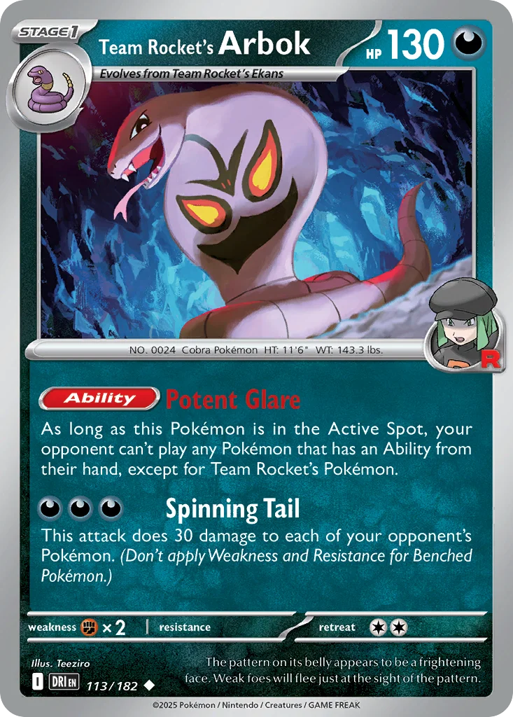 Team Rocket's Arbok Pokemon card