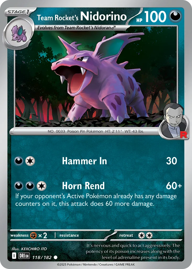 Team Rocket's Nidorino Pokemon card