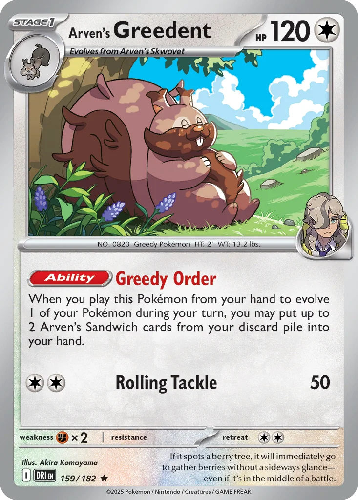Arven's Greedent Pokemon card