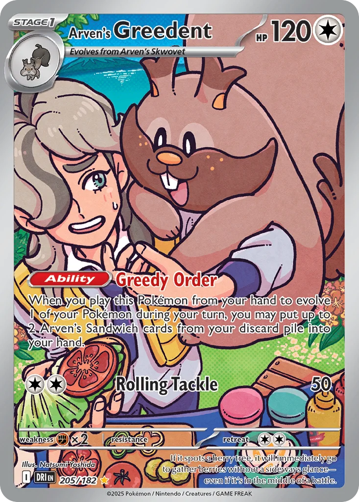 Arven's Greedent Pokemon card