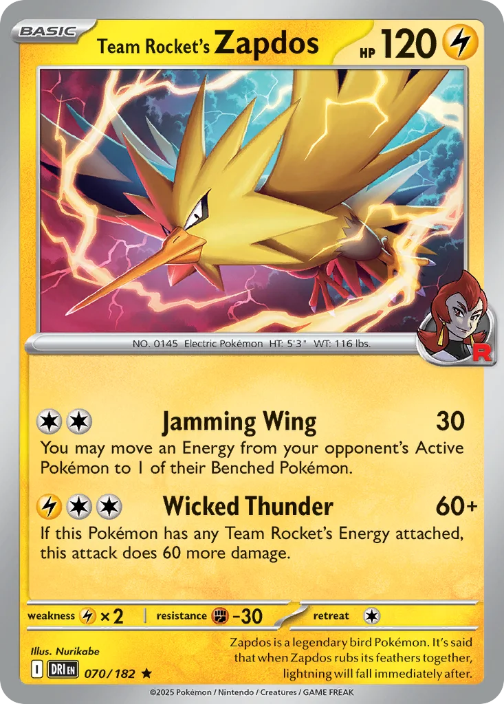 Team Rocket's Zapdos Pokemon card