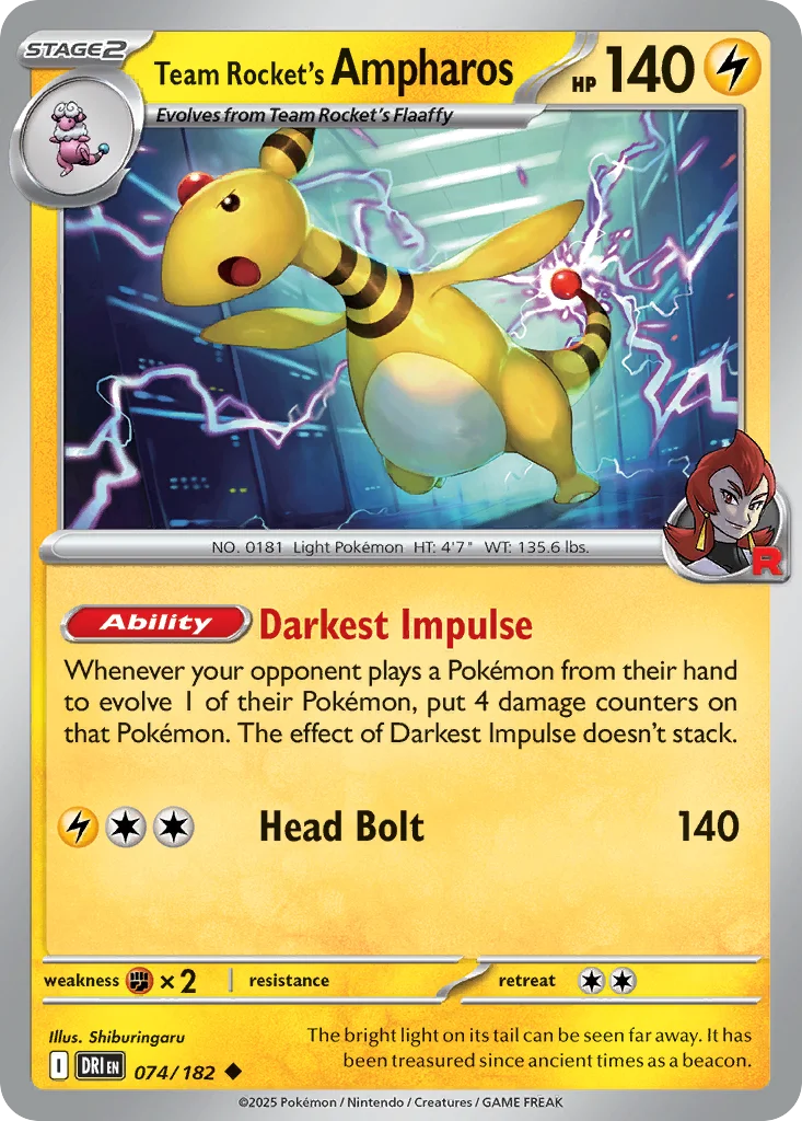 Team Rocket's Ampharos Pokemon card