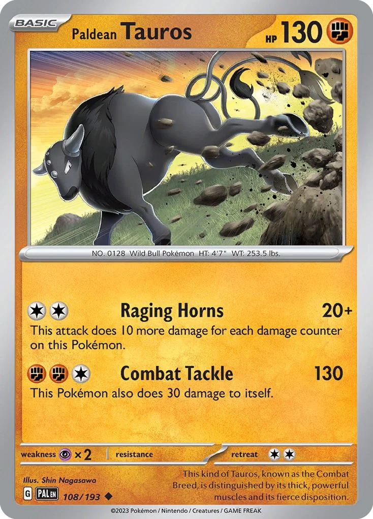 Paldean Tauros Pokemon card