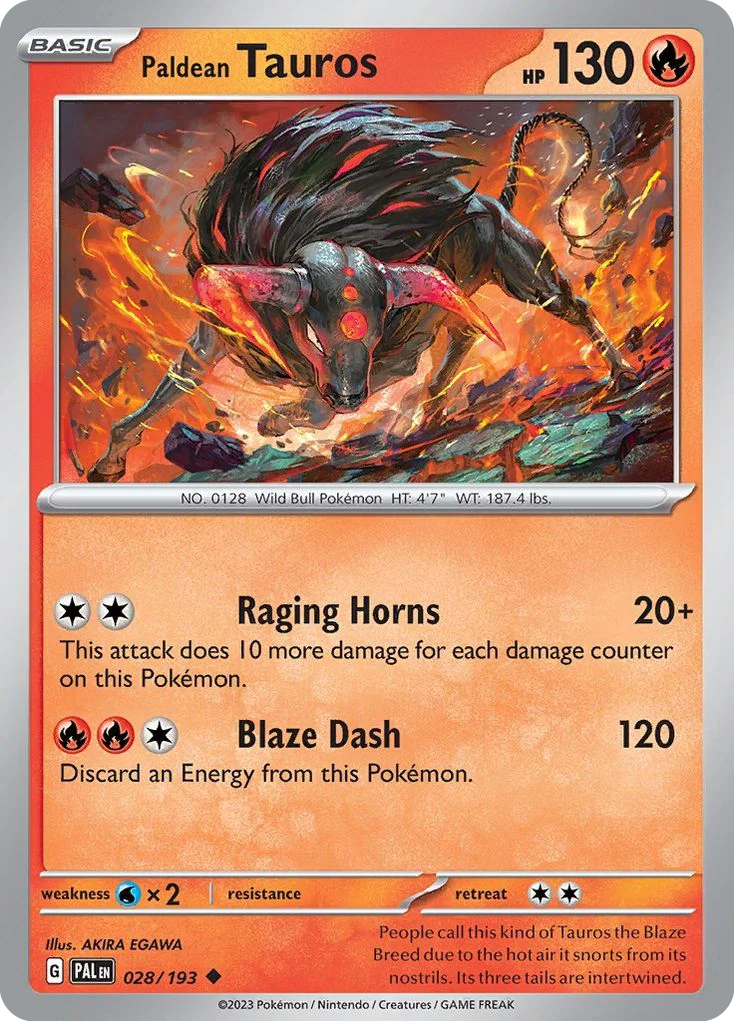 Paldean Tauros Pokemon card
